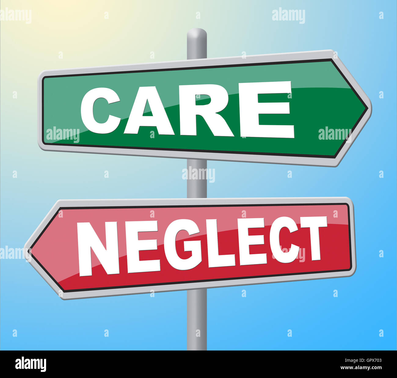 Care Neglect Representing Look After And Signage Stock Photo Alamy