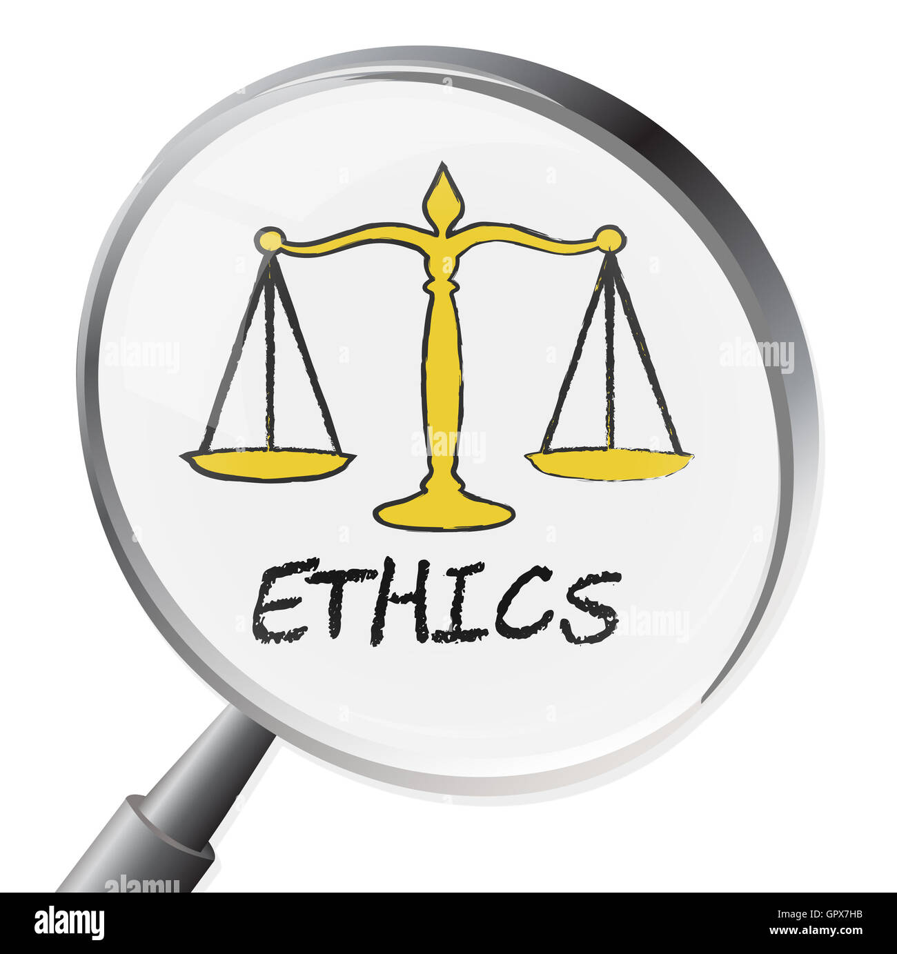 Ethics Magnifier Meaning Moral Stand And Virtues Stock Photo Alamy