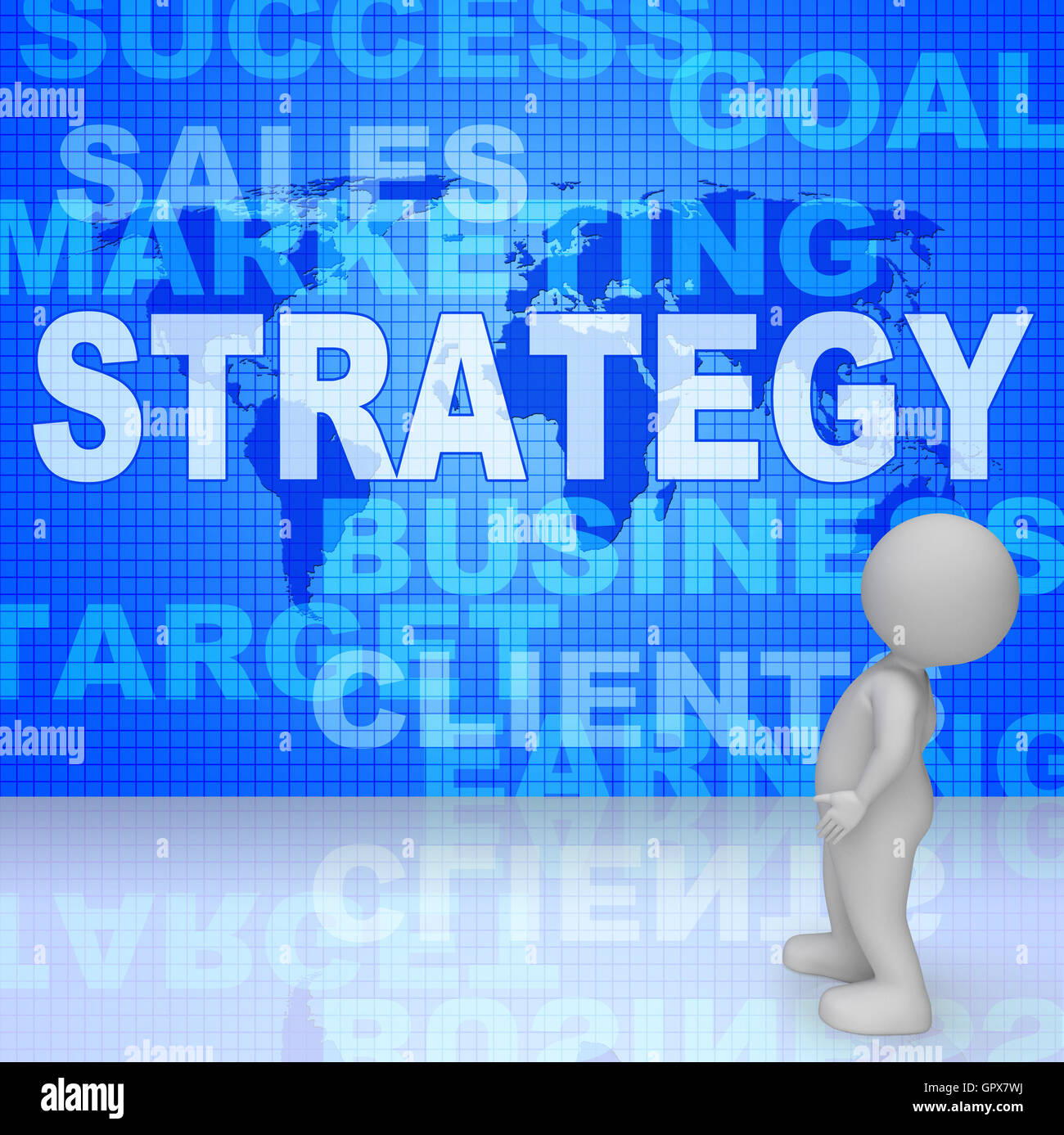 Strategy Words Meaning Commercial Vision And Biz 3d Rendering Stock