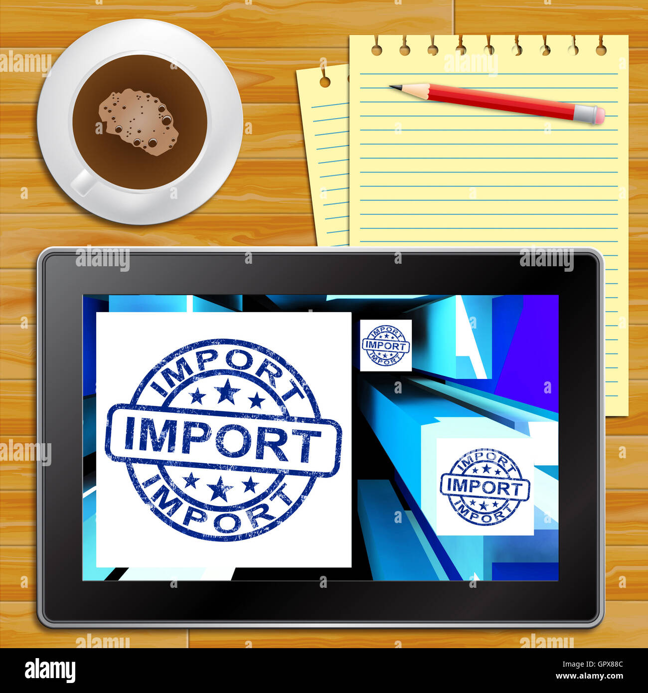 Import On Cubes Showing Importing Products And Global Shipment Tablet