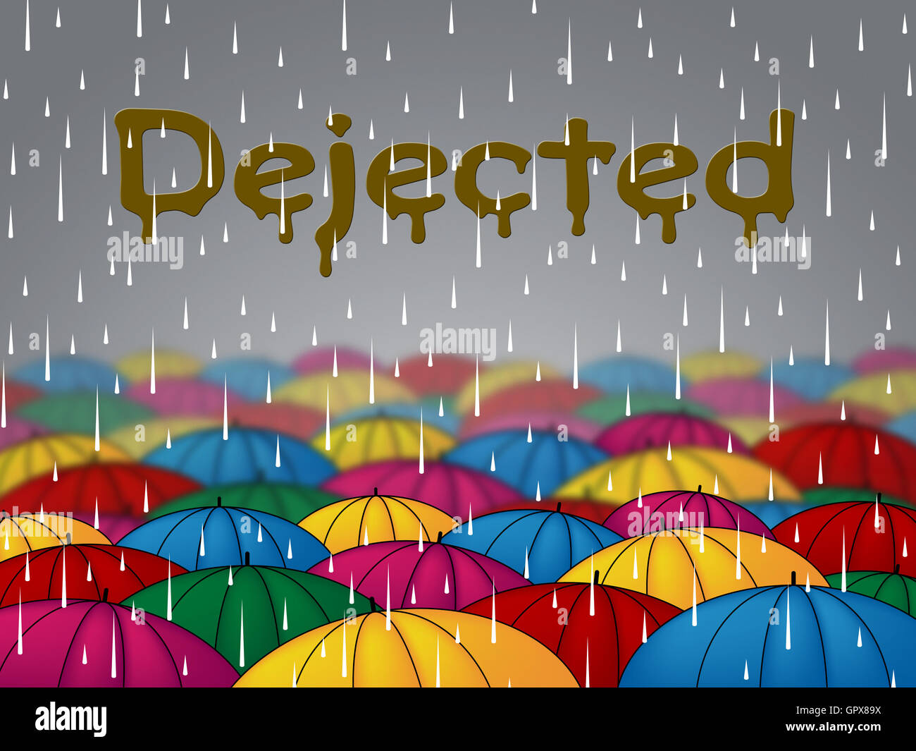 Dejected Rain Representing Unhappy Doldrums And Despondent Stock Photo ...