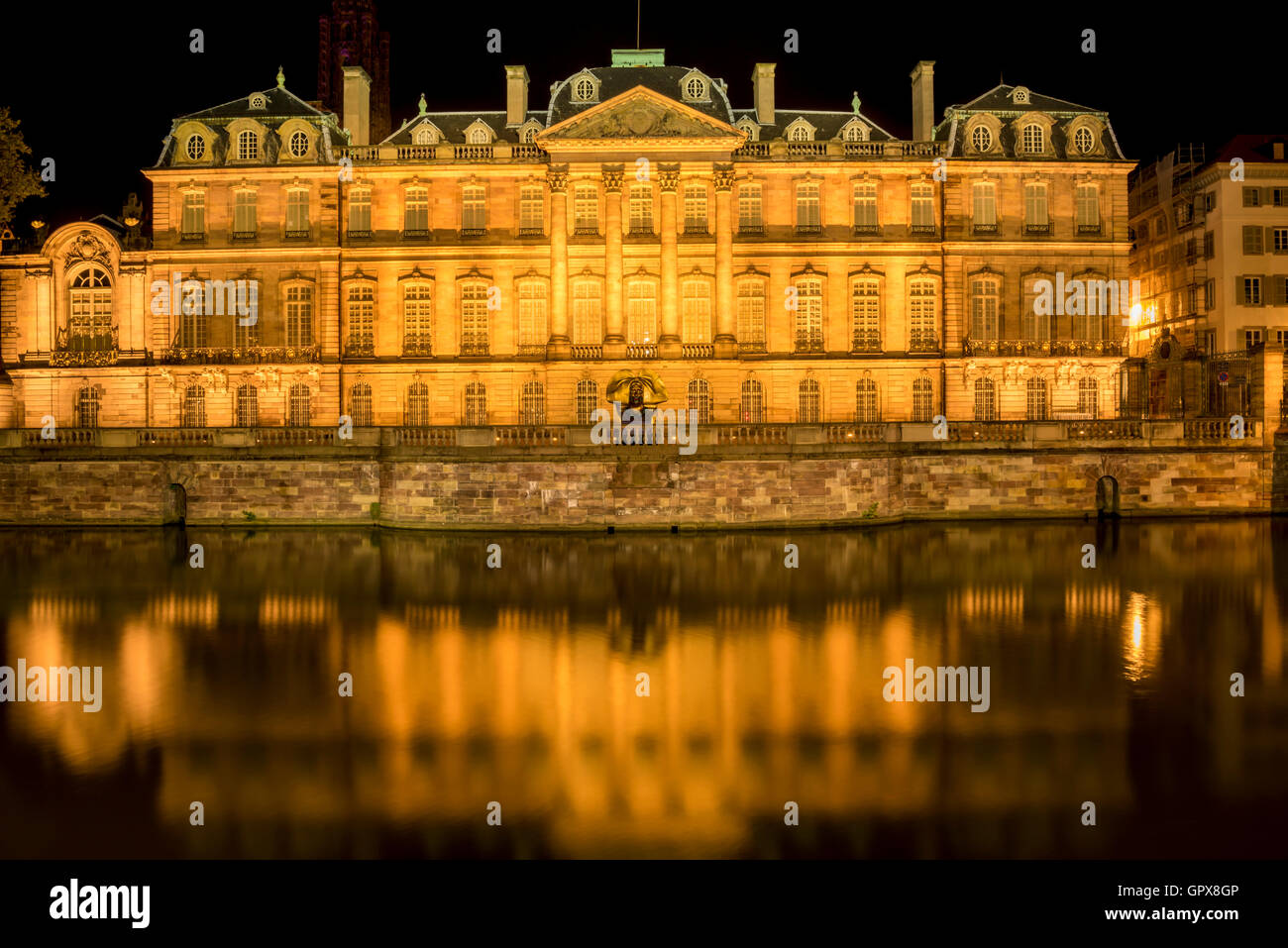 Rohan Palace from Strasbourg and its water reflection Stock Photo