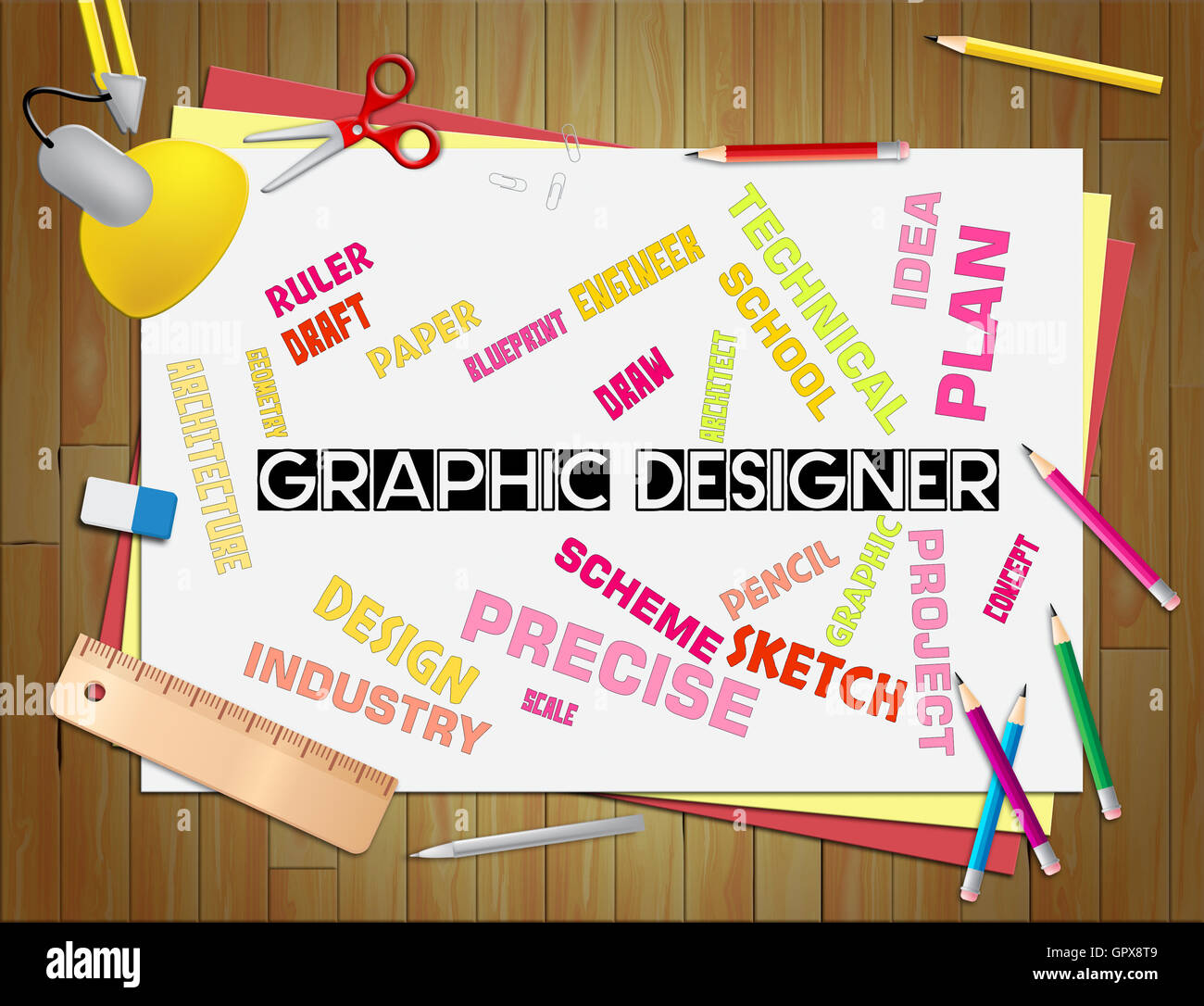 Graphic Designers Meaning Illustration Development And Sketch Stock