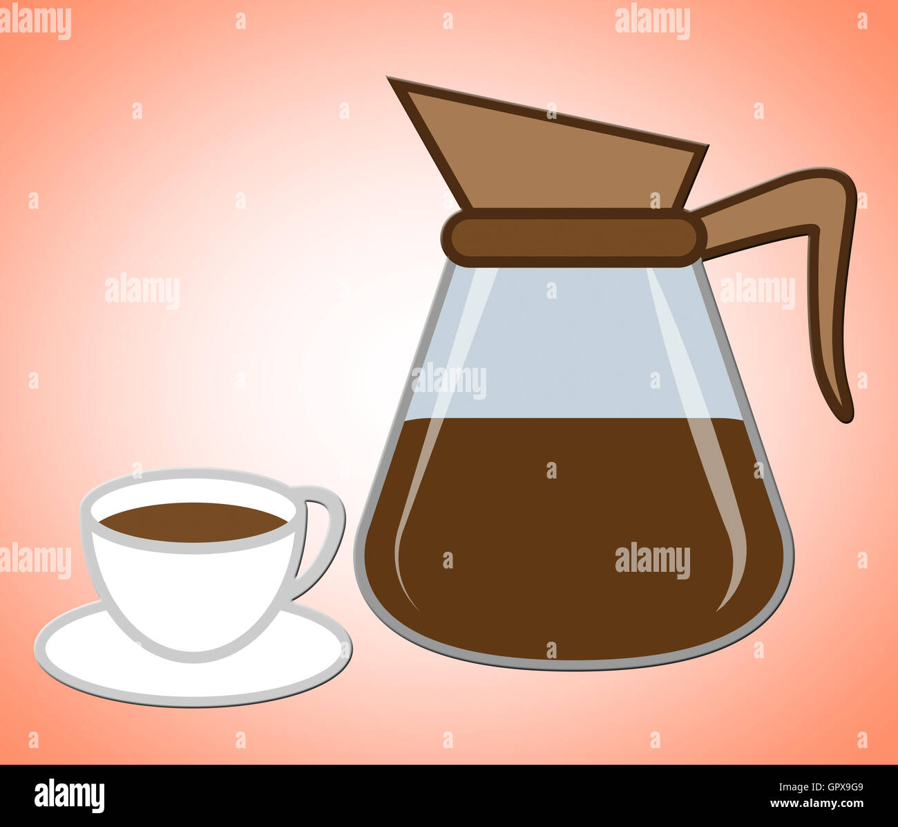 Coffee Pot Indicating Cafeteria CoffeePot And Beverages Stock Photo