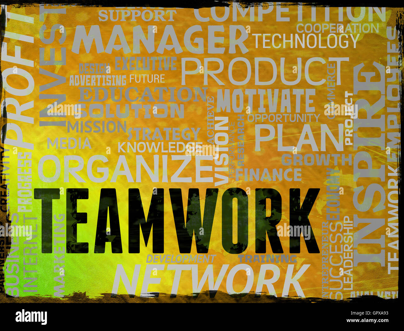 Teamwork Words Showing Combined Teams And Unit Stock Photo Alamy