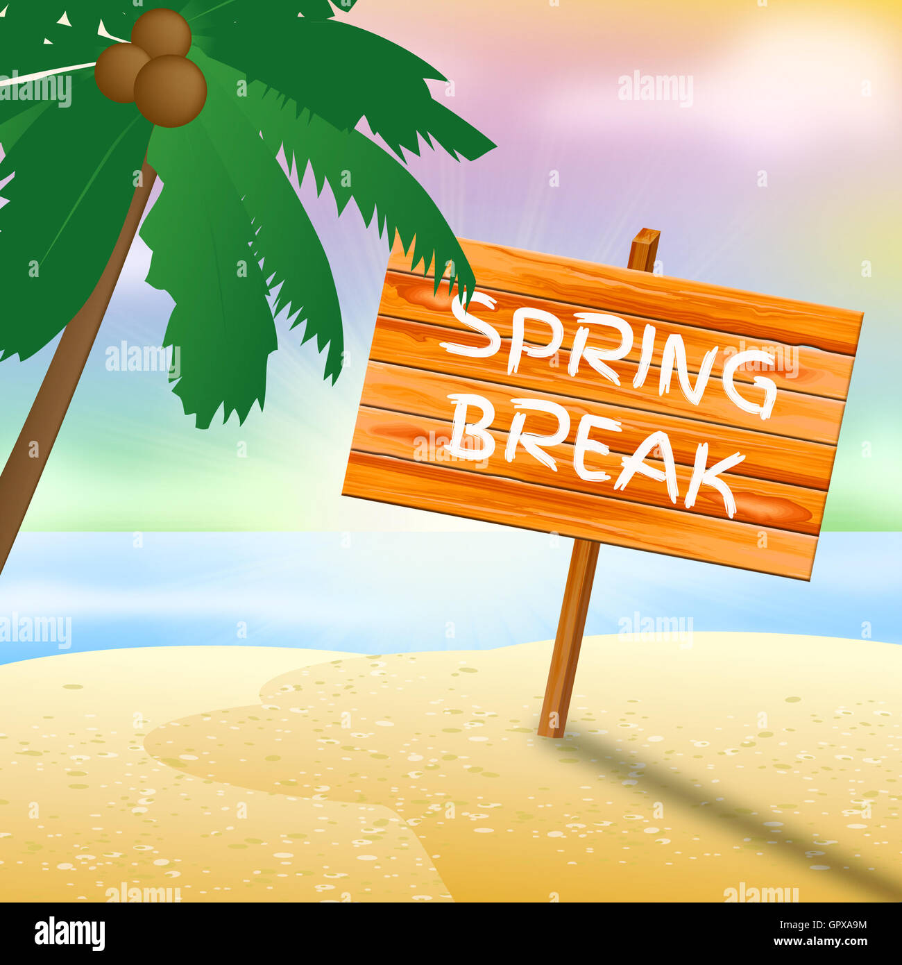 Spring Break Sign Showing Go On Leave And Time Off Stock Photo - Alamy