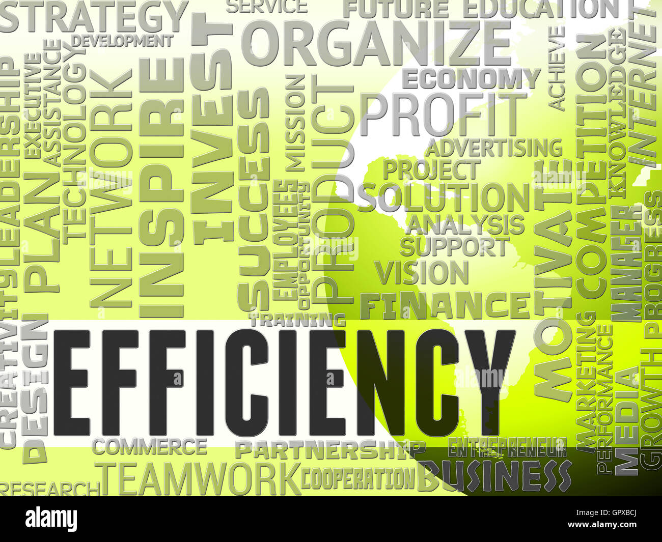 Efficiency Words Meaning Improved Improve And Productivity Stock Photo