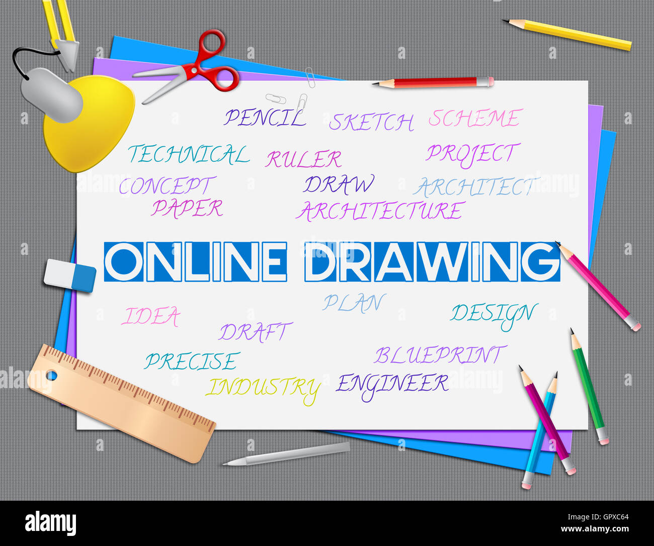 Online Drawing Indicating Web Site And Creative Stock Photo - Alamy
