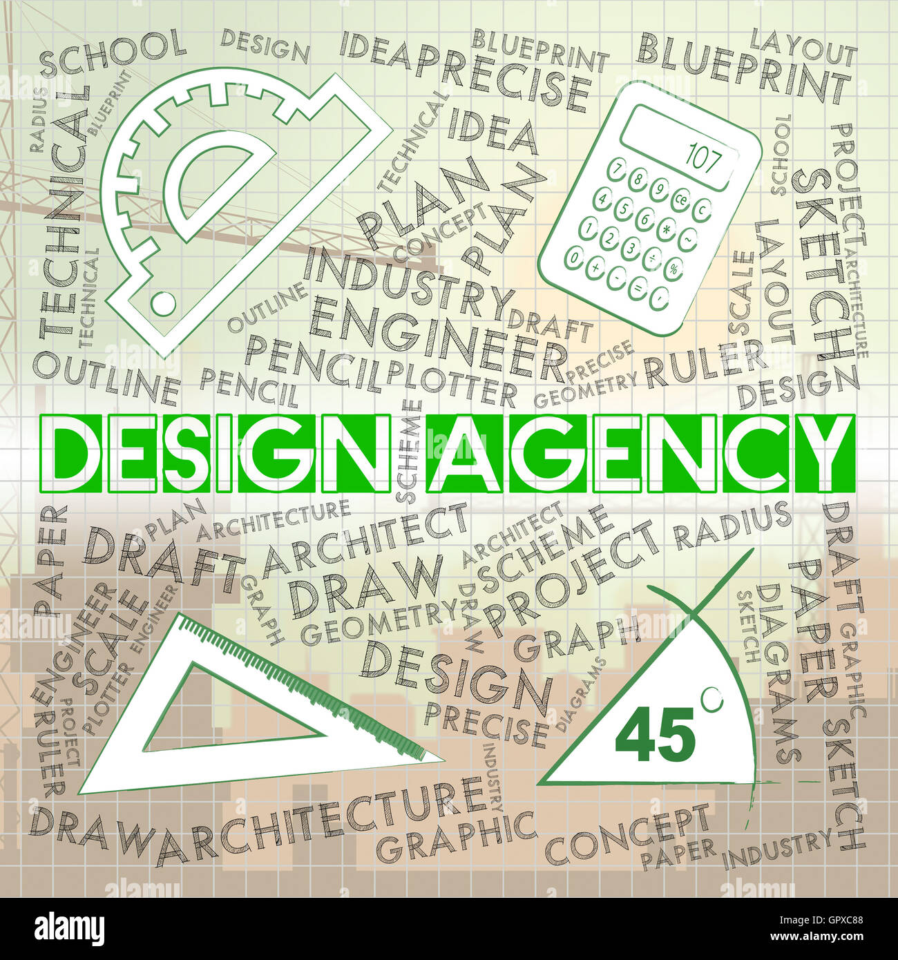 Design Agency Showing Graphic Office And Agent Stock Photo