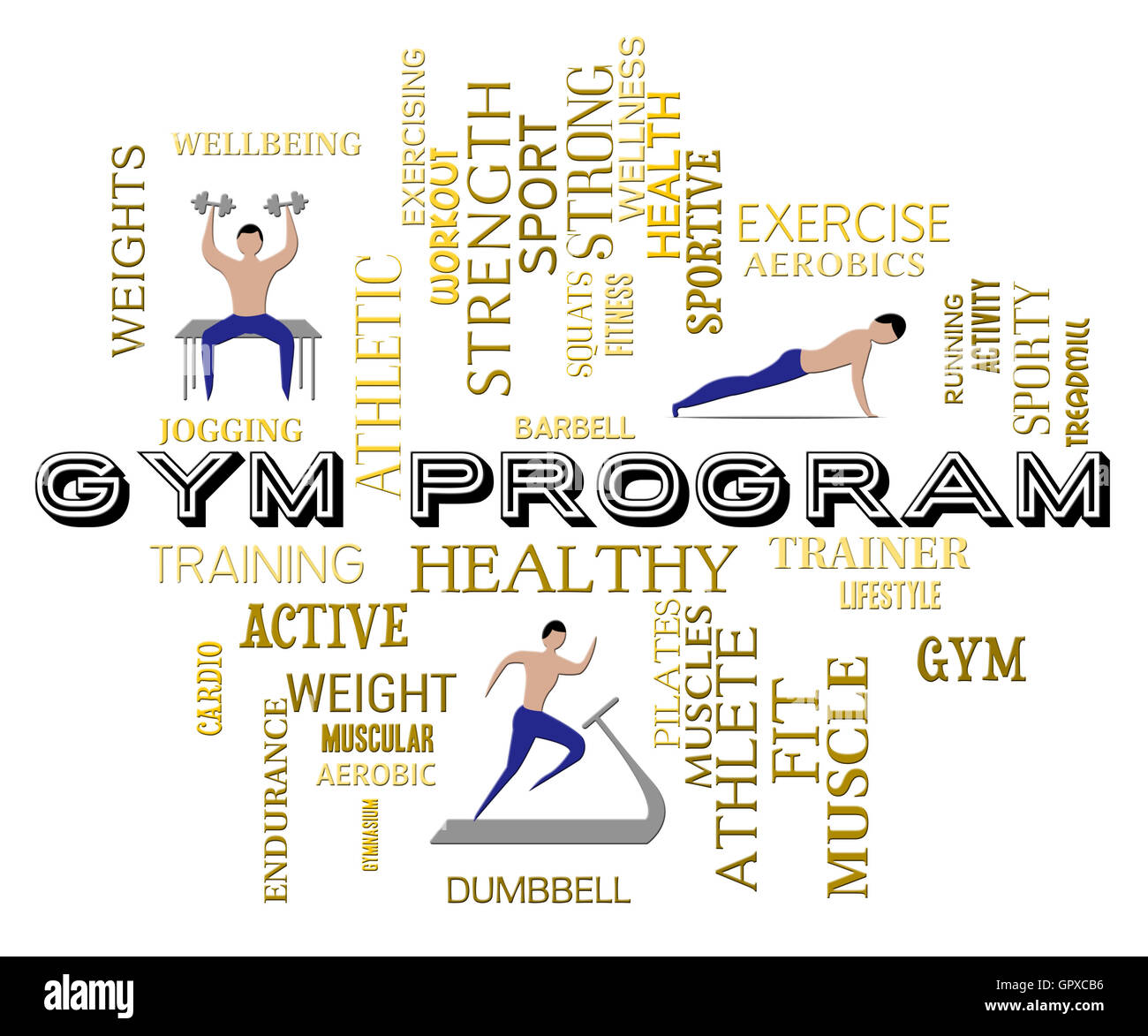 Gym Program Indicating Physical Activity And Scheduling Stock Photo - Alamy
