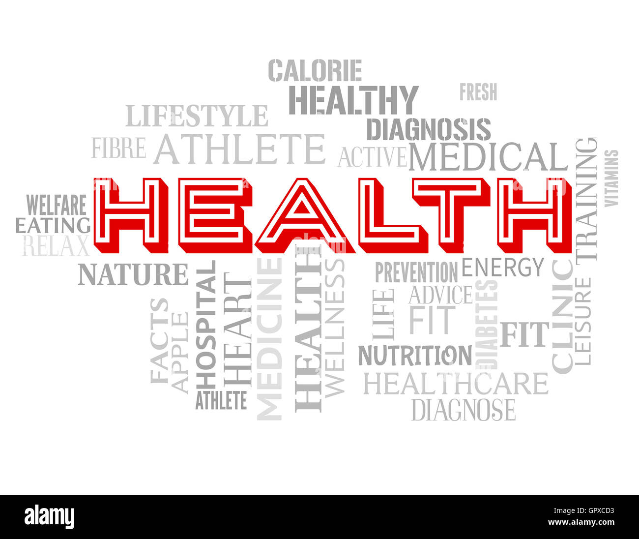 Health Words Meaning Preventive Medicine And Hospital Stock Photo Alamy