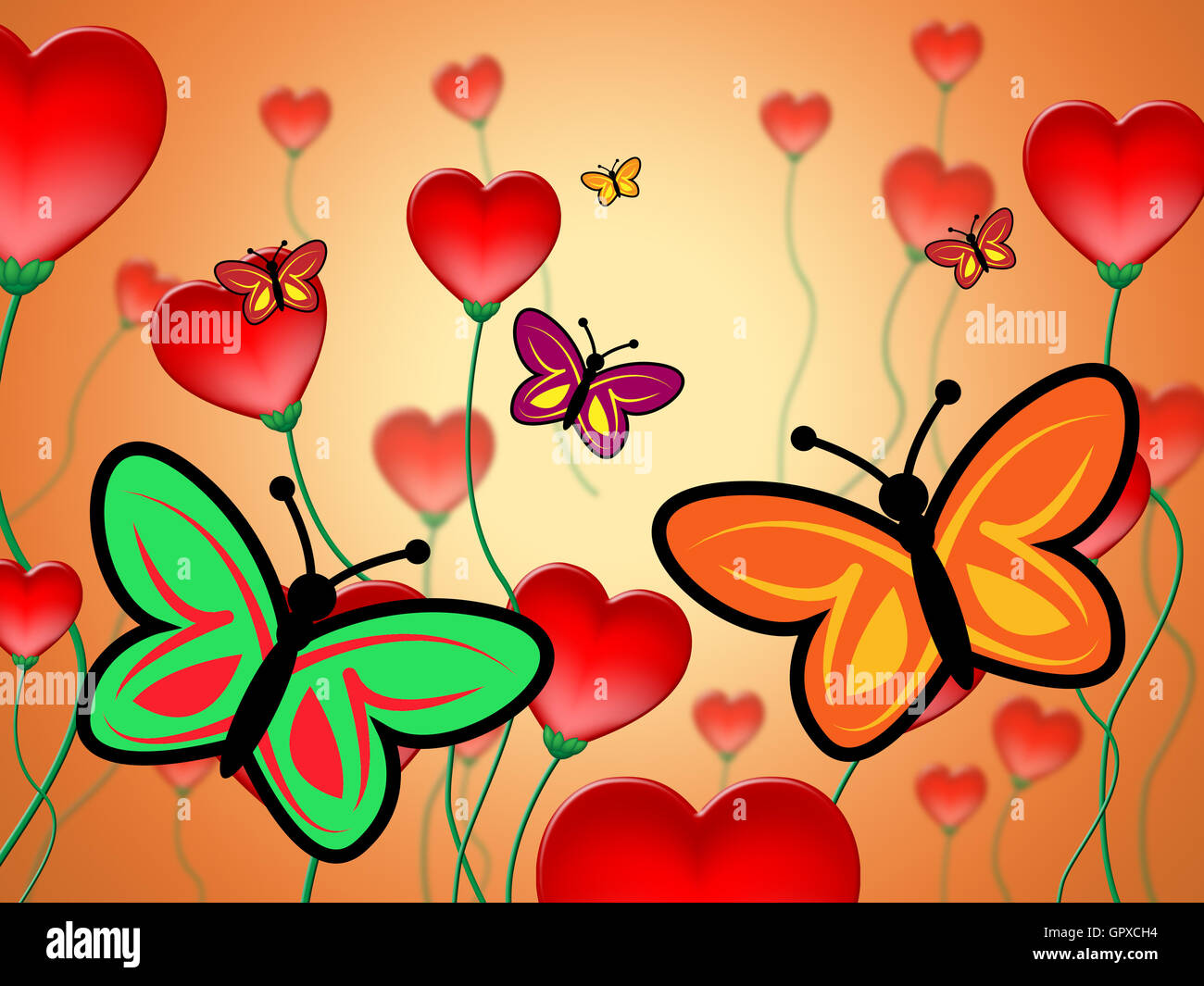 Heart Butterflies Indicating In Love And Relationship Stock Photo Alamy