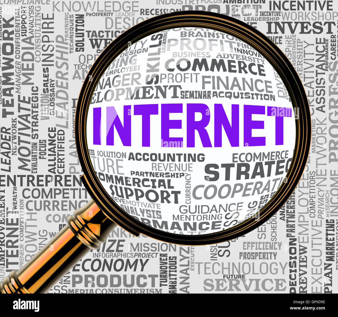 Internet Search Indicating Gathering Data And Network Stock Photo