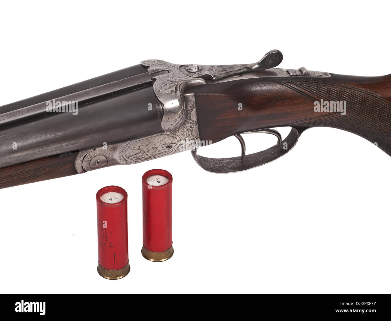 Double barrel gun Banque d'images détourées - Alamy