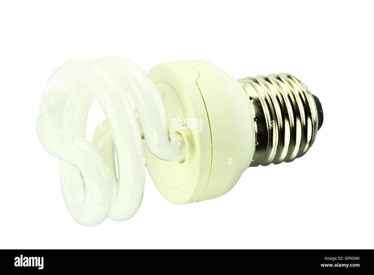 Energy saving fluorescent light bulb on white background Stock Photo ...