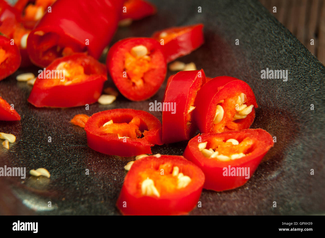 Slice chilli pepper Stock Photo - Alamy