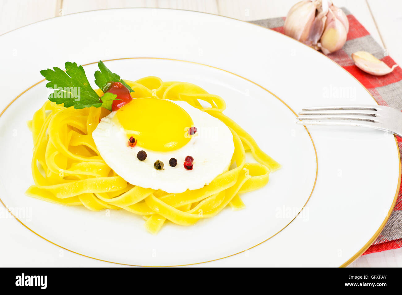 Pasta Spaghetti Noodle with Egg Stock Photo Alamy