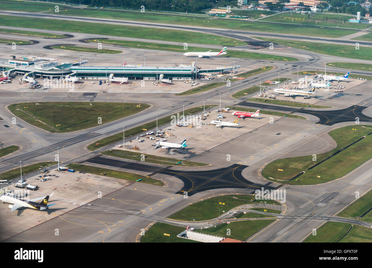 Changi International Airport, busy aviation hub in Southeast Asia Stock Photo