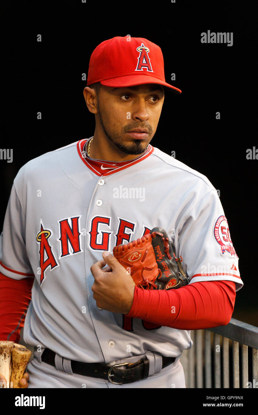 Los Angeles Angels' Torii Hunter (48) congratulates teammates after beating  the Atlanta Braves at Angel Stadium in Anaheim, California on May 22, 2011.  The Angels won 4-1. UPI/Lori Shepler Stock Photo - Alamy