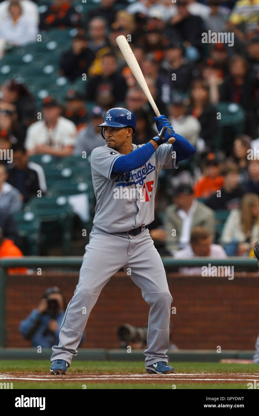 Los Angeles Dodger shortstop Rafael Furcal reacts to an umpires call during  the sixth inning of the Los Angeles Dodgers home opener. (Credit Image: ©  Tony Leon/Southcreek Global/ZUMApress.com Stock Photo - Alamy