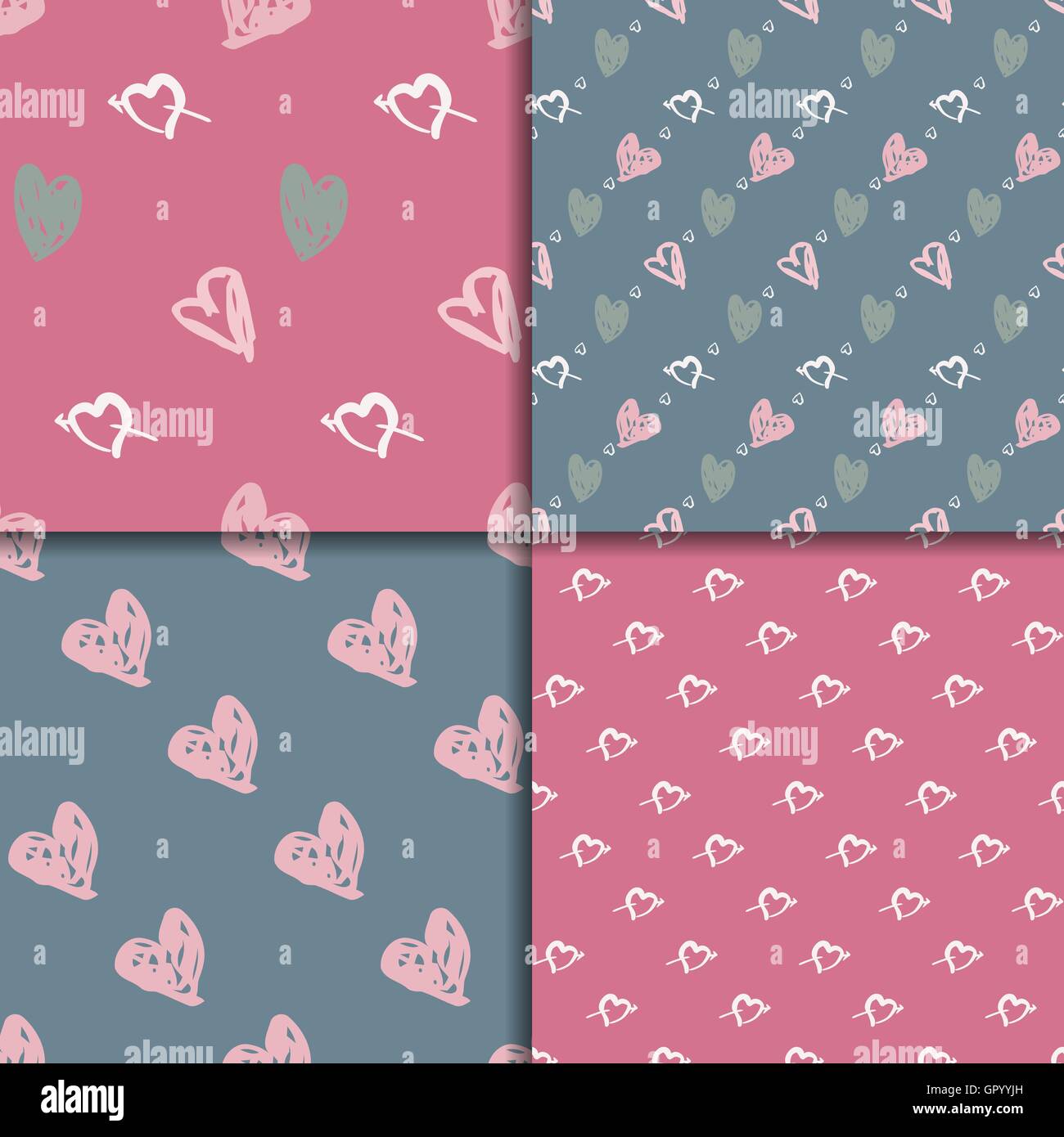 Doodle seamless pattern set with hearts Stock Vector Image & Art - Alamy