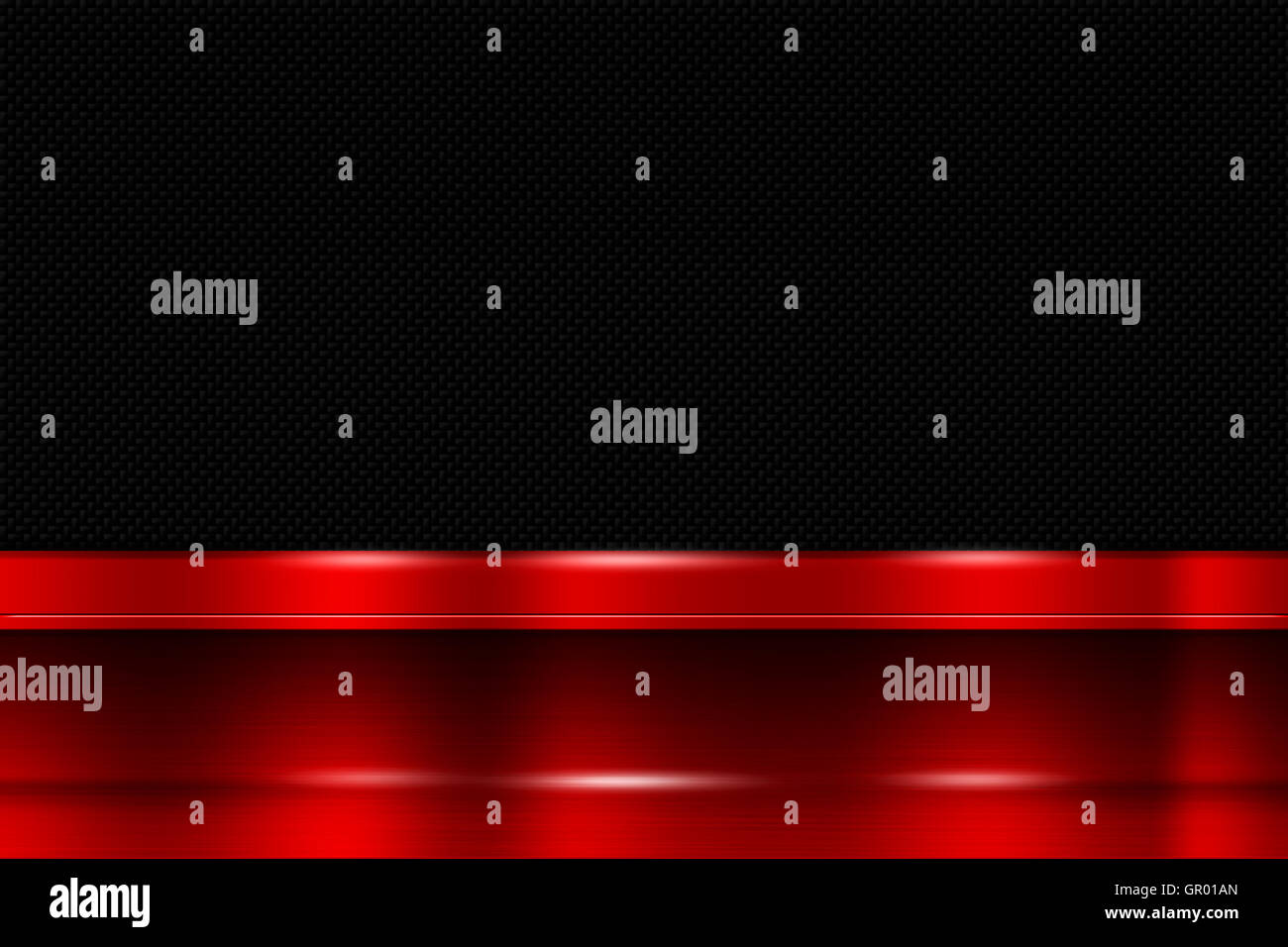 Red Metal Banner On Black Carbon Fiber Metal Background 3d Stock