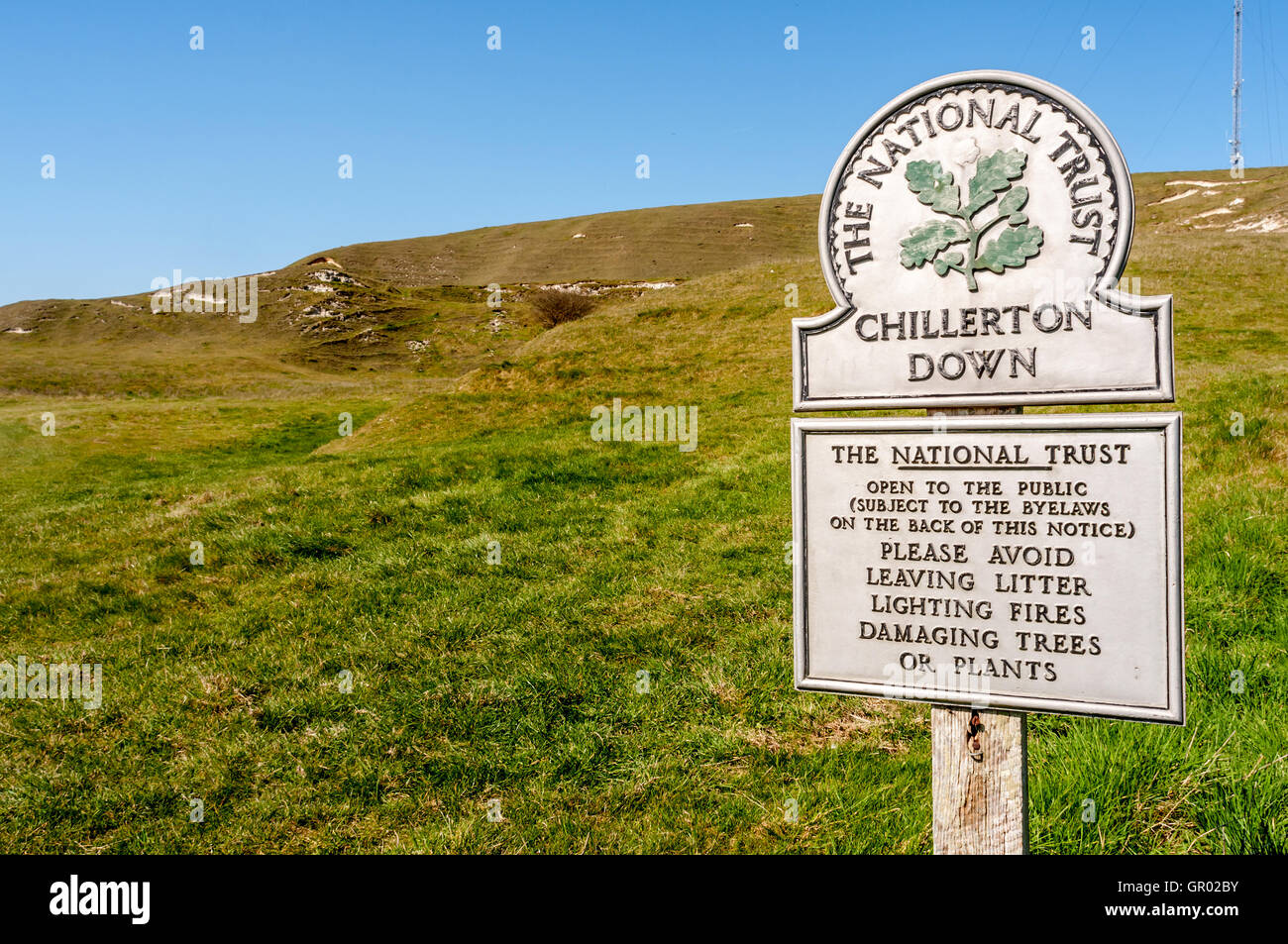 Walking over Chillerton Down on the Isle of Wight. Stock Photo