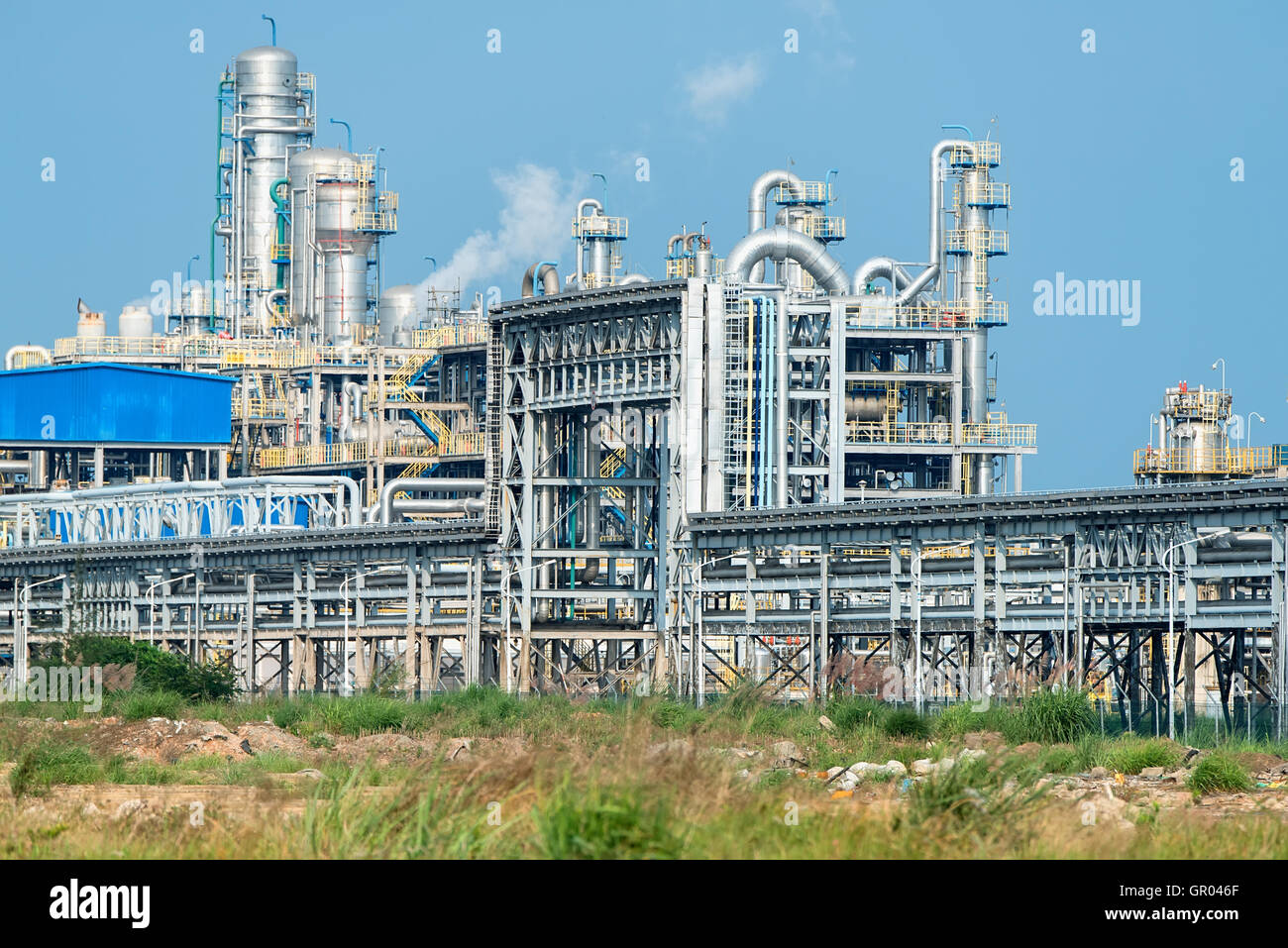Factory Gas Example gas processing factory. landscape with gas and oil industry Stock Photo ...