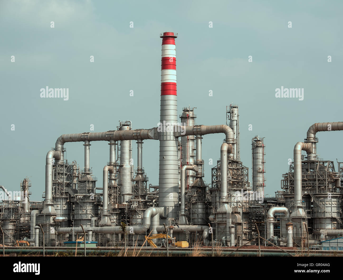gas processing factory. landscape with gas and oil industry Stock Photo ...