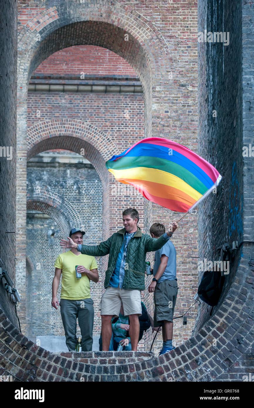 Visitors to the Pride event in Brighton Stock Photo