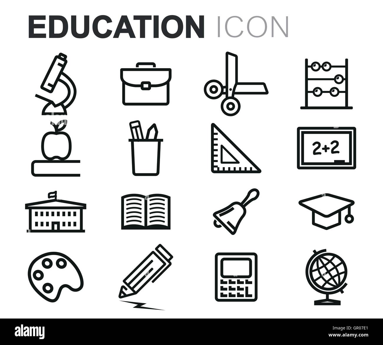 Vector black line education icons set Stock Vector Image & Art - Alamy