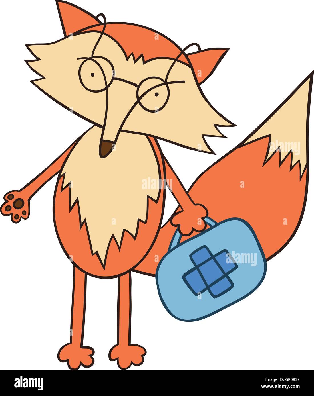 Veterinary doctor fox with a medical bag in his hand Stock Vector