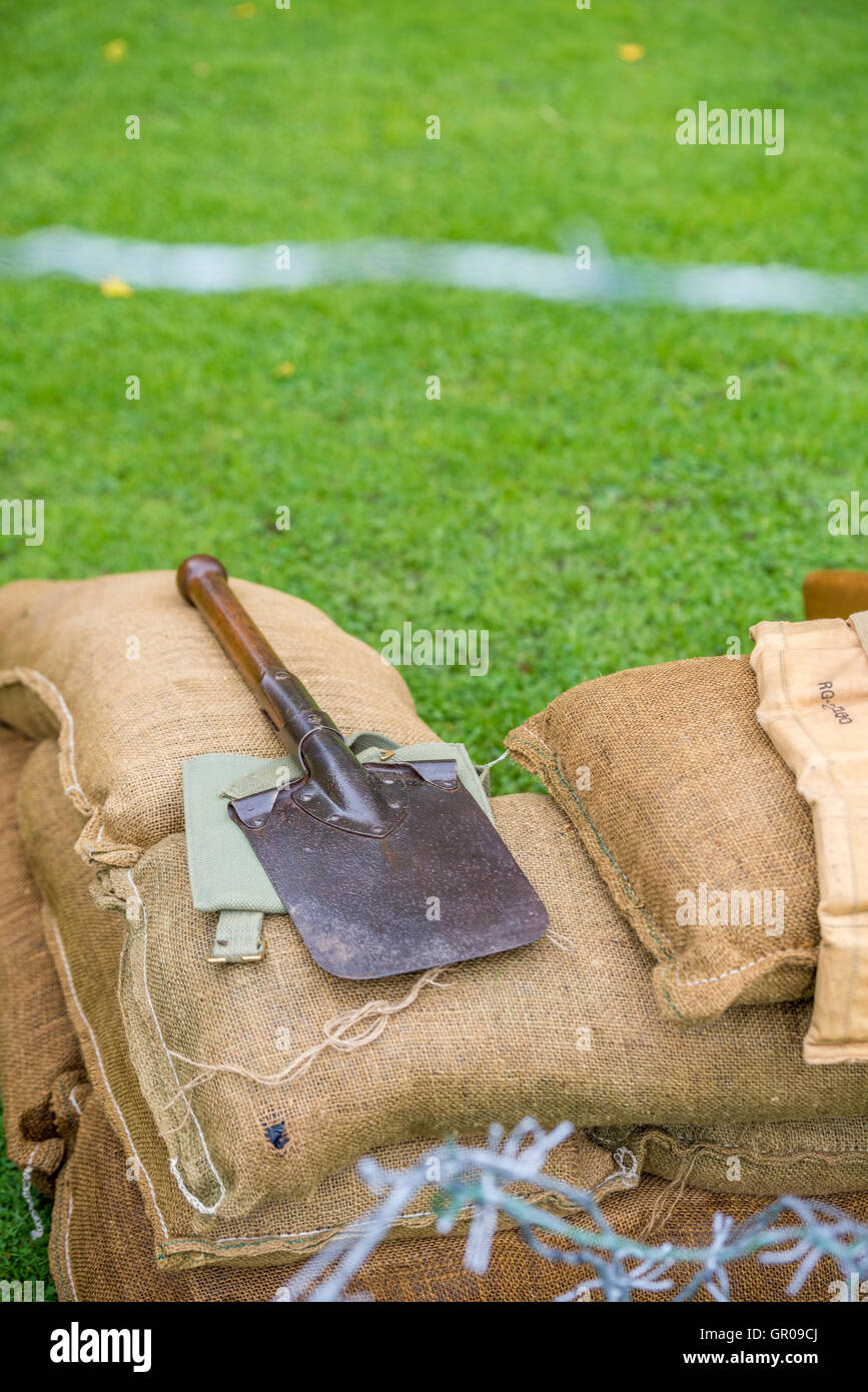 World War 2 soldiers shovel Stock Photo