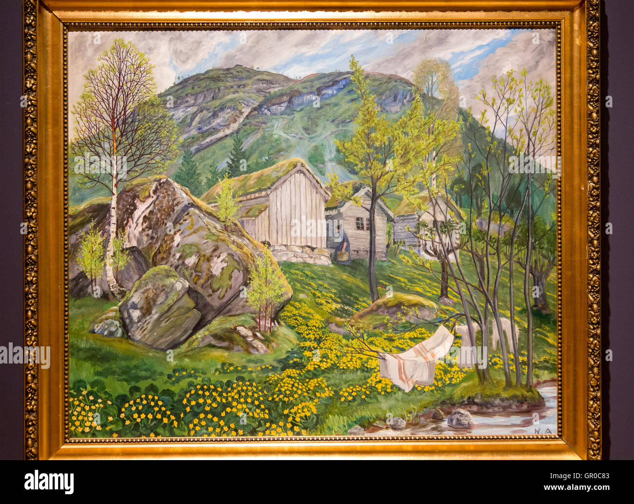 'Old Cotter's Farm' undated oil painting on canvas by Nikolai Astrup 1880-1928, Kode 4 art gallery Bergen, Norway Stock Photo