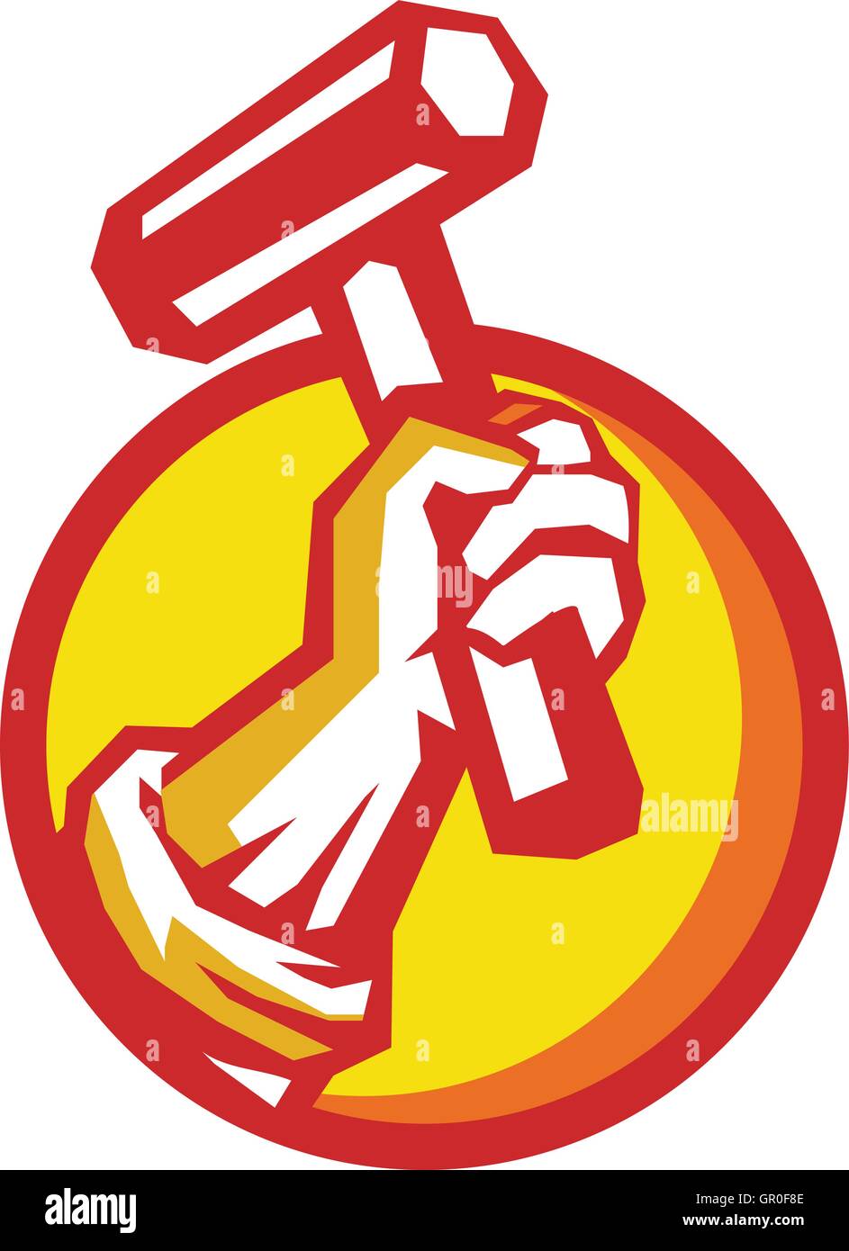 Hammer in hand holding Stock Vector Images - Alamy