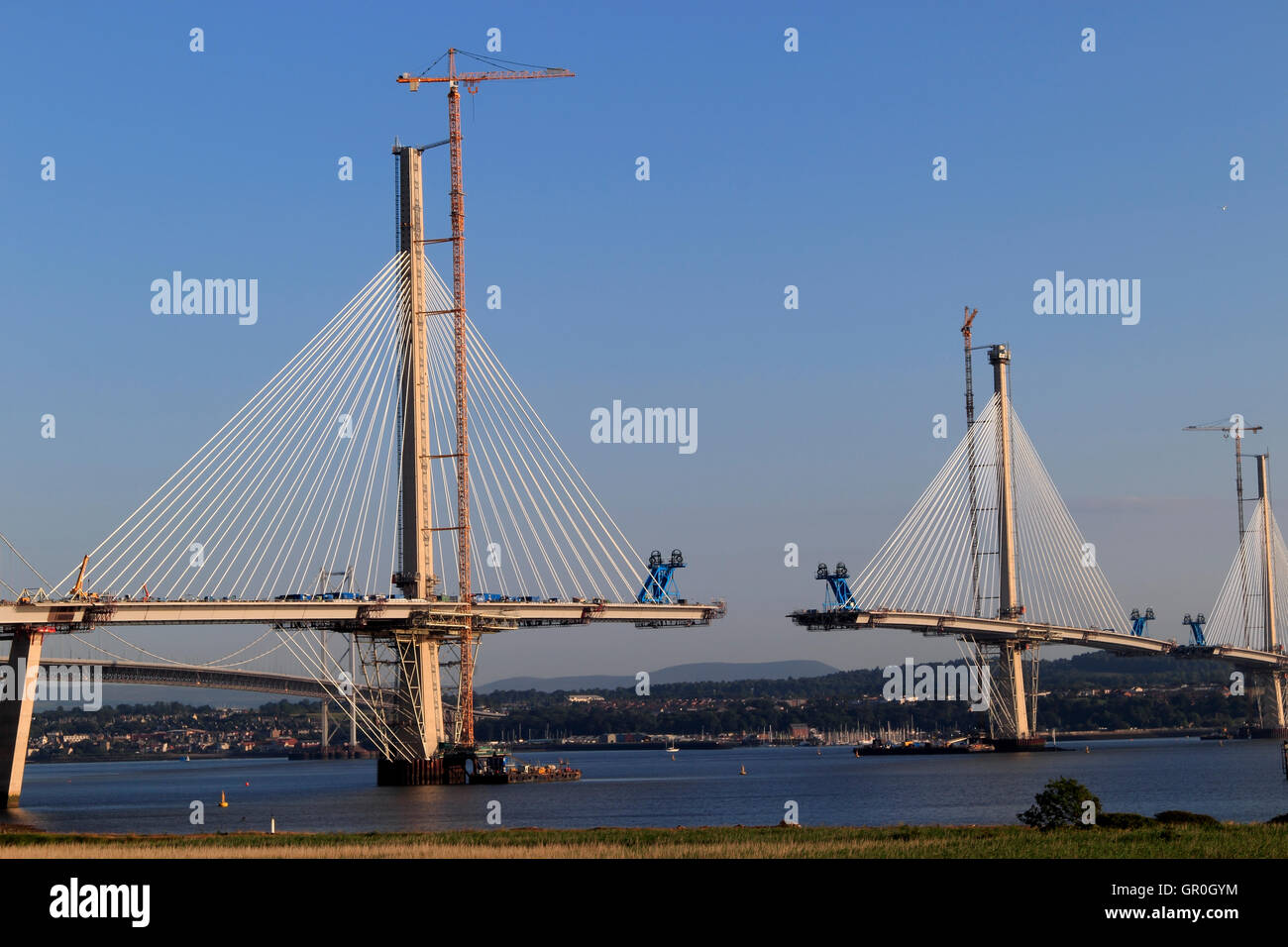 New Forth Bridge, Queensferry Crossing under construction, taken from North Queensferry, Lothian, Scotland, UK Stock Photo