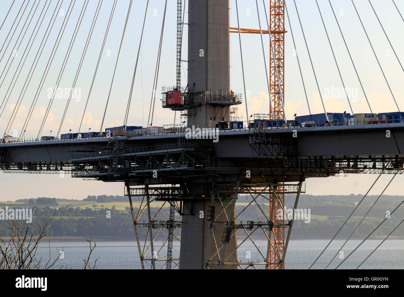 New Forth Bridge, Queensferry Crossing under construction, taken from North Queensferry, Lothian, Scotland, UK Stock Photo