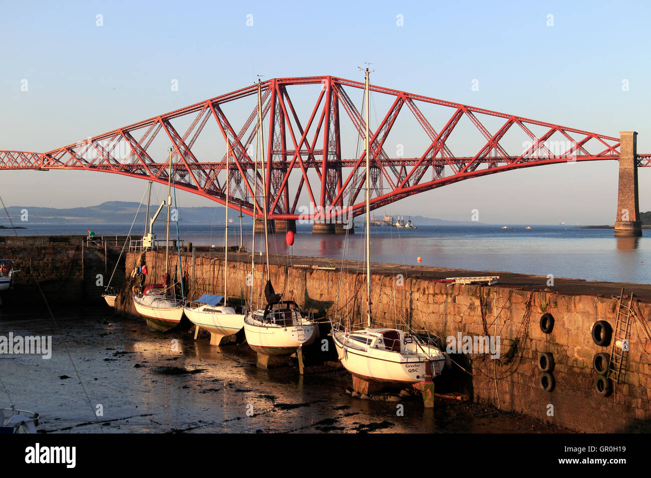The Forth Bridge from Queensferry Harbour, South Queensferry, Lothian, Scotland, UK Stock Photo