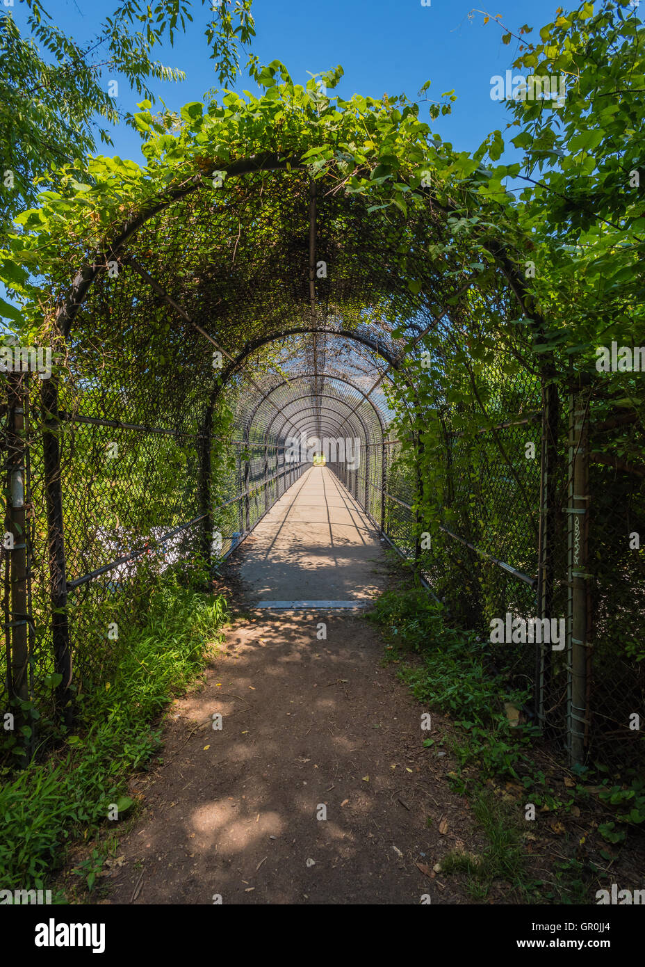 Appalachian Trail Cage Tunnel Over Bridge Crossing of Interstate in Maryland Stock Photo