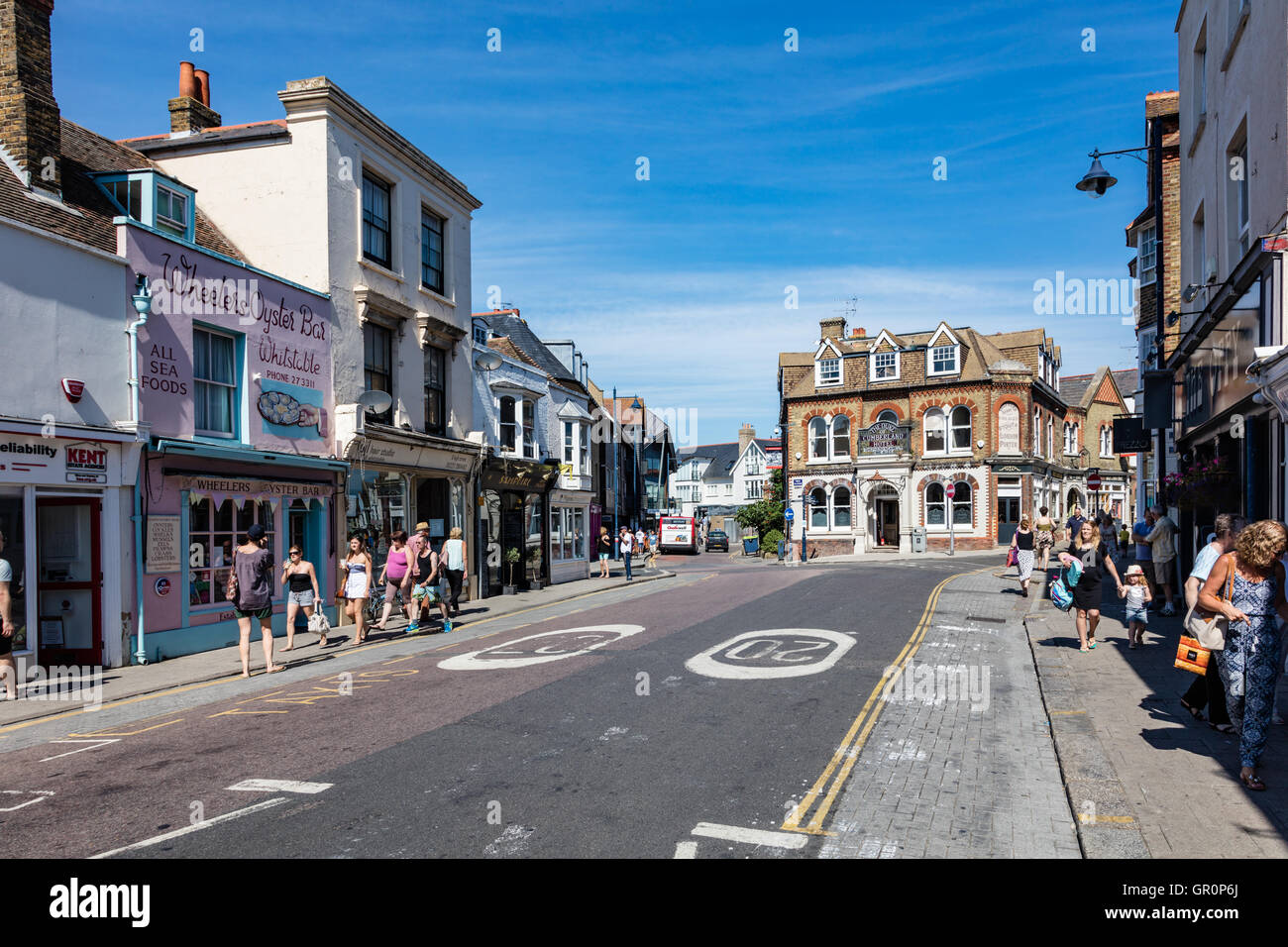 The High Street in Whitstable looking towards the Duke of Cumberland