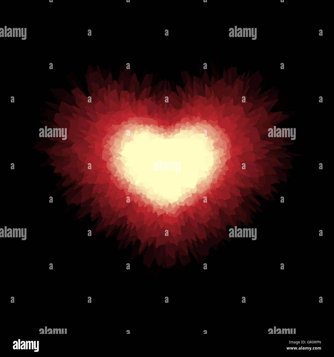 Abstract layered heart.Isolated on black background.Vector illustration ...