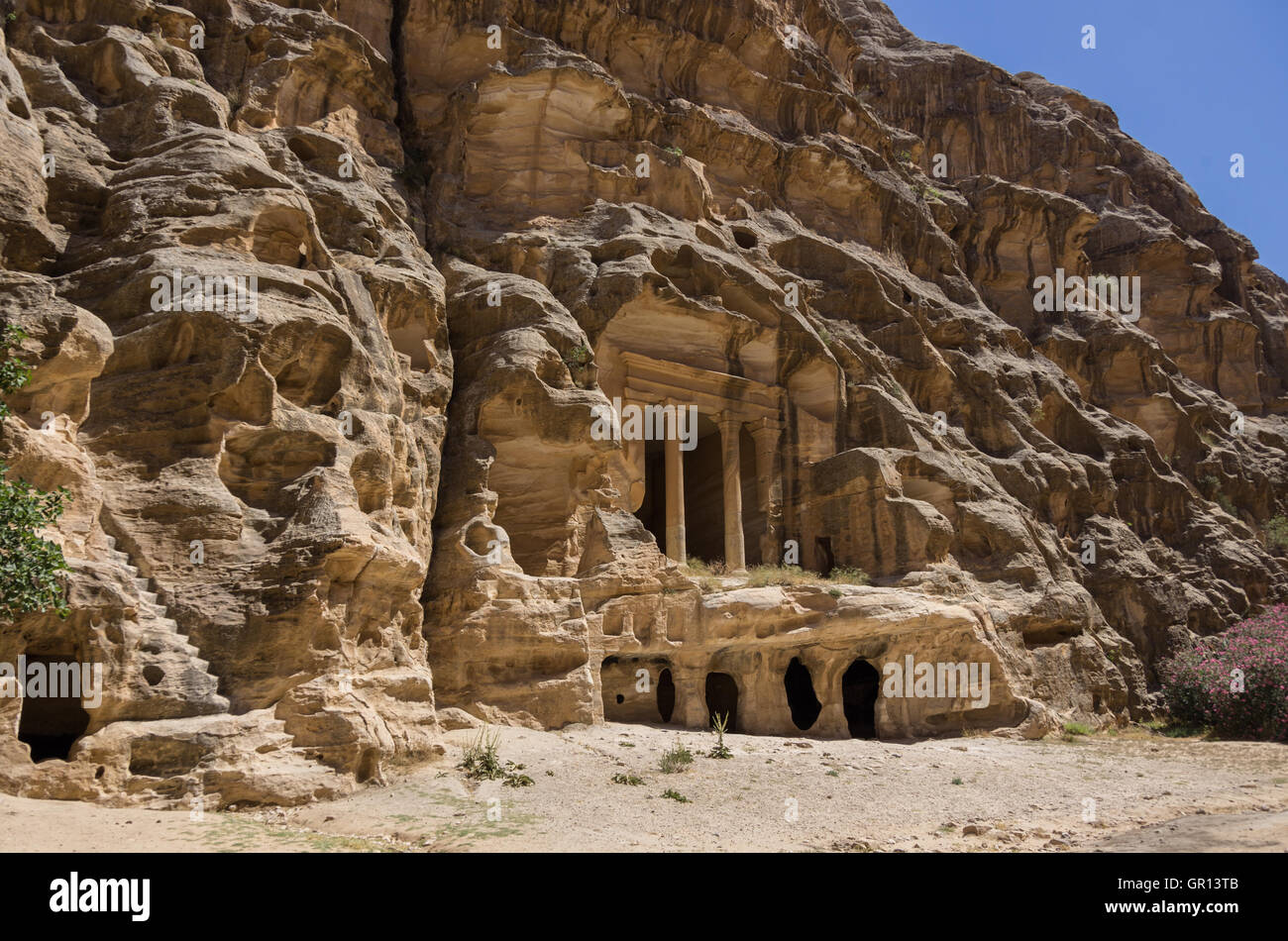 Nabataean delubrum of the Siq al-Barid in Jordan. It is known as the Little Petra. Stock Photo