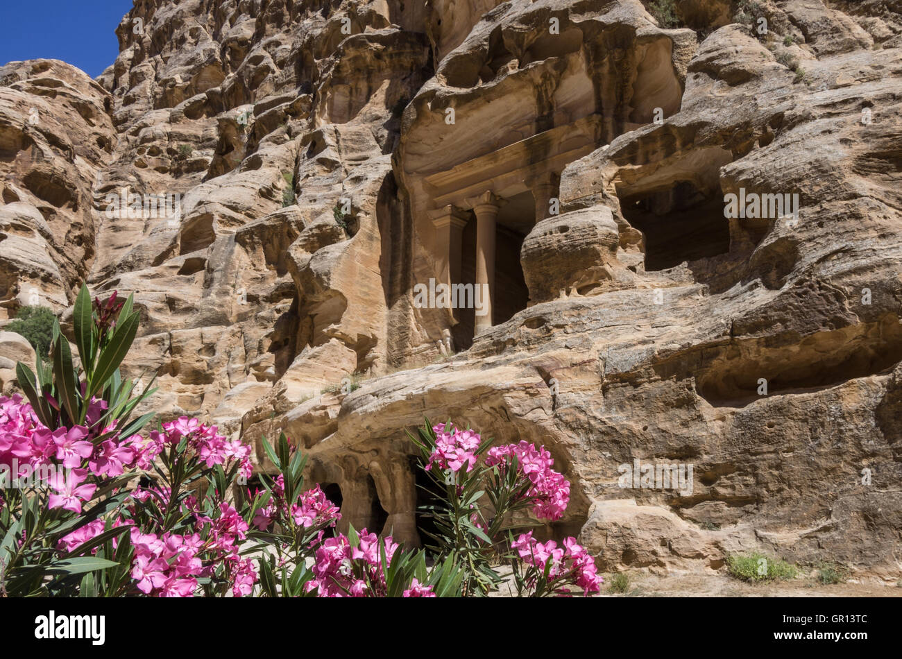 Nabataean delubrum of the Siq al-Barid in Jordan. It is known as the Little Petra. Stock Photo