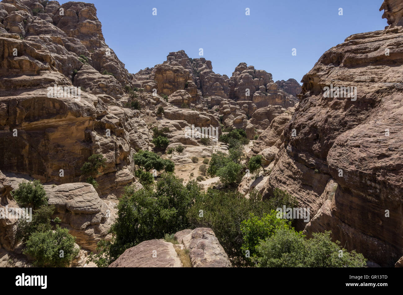 Mountain canyon near Siq al-Barid in Jordan. It is known as the Little Petra. Stock Photo
