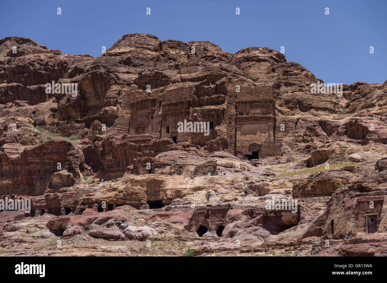 Mu'aisireh Tombs. The cave tombs  in Petra, Jordan Stock Photo