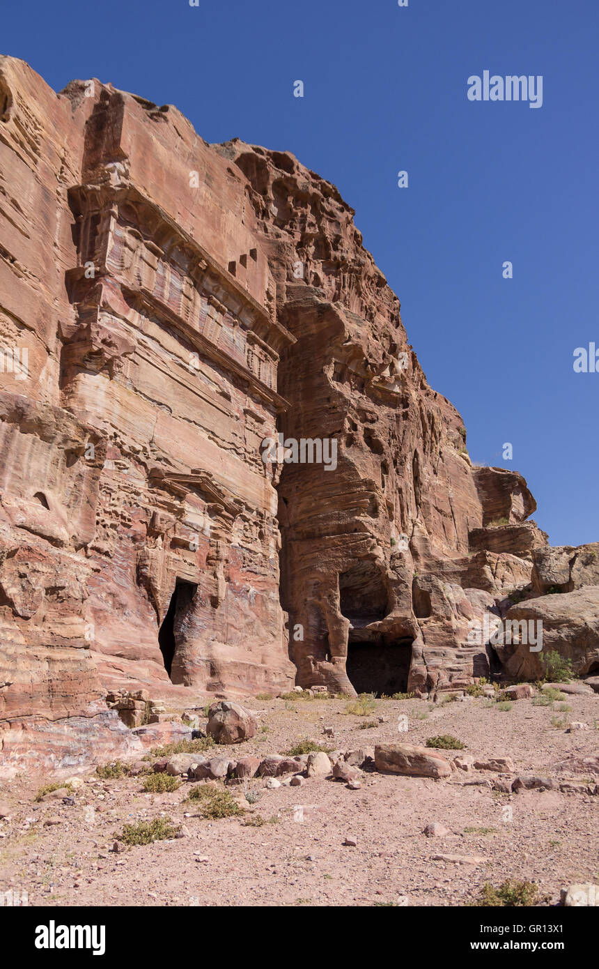 One of the unnamed Royal tombs. Petra, Jordan. No people Stock Photo