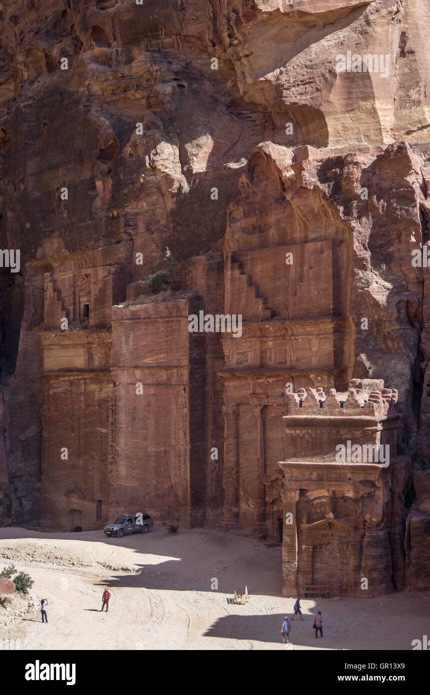 Street of Facades, r. Ancient city of Petra, Jordan. It is now an UNESCO World Heritage Site. Stock Photo