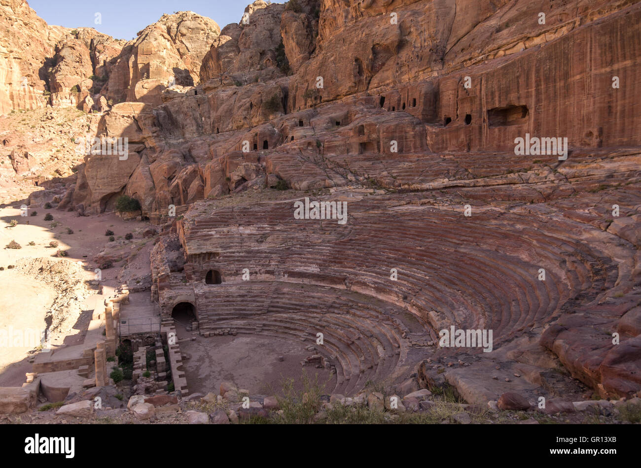 View of Theatre in Petra, Jordan Stock Photo