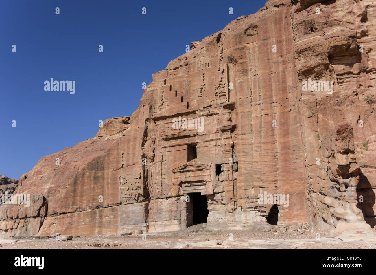Ruin of Moghar Annassara (Christian Tombs ) in Petra, Jordan Stock Photo