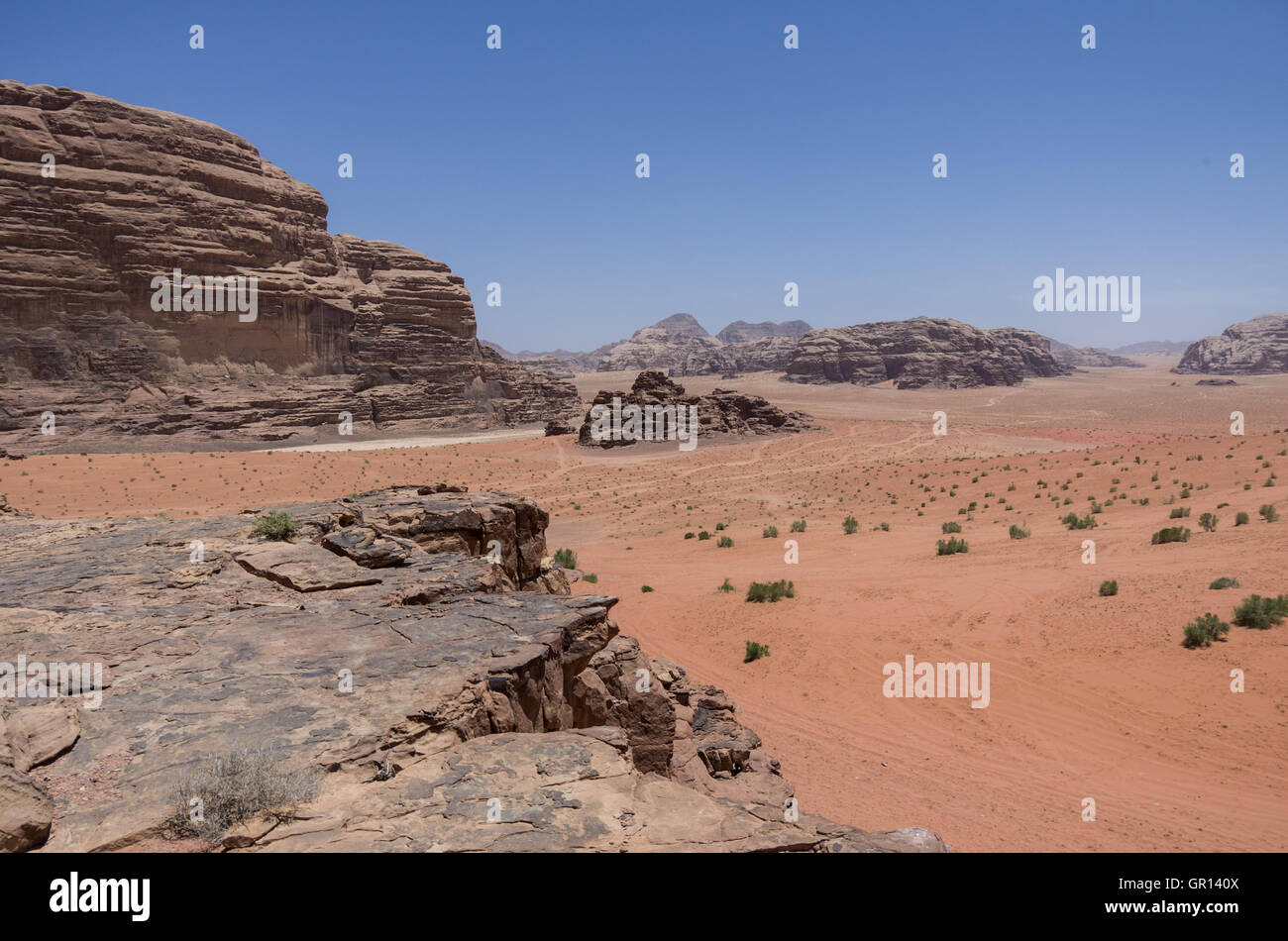 Nature, desert and rocks of Wadi Rum (Valley of the Moon), Jordan. UNESCO World Heritage Stock Photo